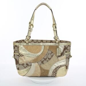 Coach Vintage Gold Metallic Patchwork Tote Bag